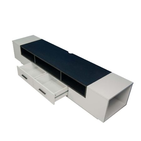 Es práctico para organizar los cables y usar los suministros 3C de arriba. Las dos divisiones traseras se reducen 5 cm. Los gabinetes de almacenamiento de 3 compartimentos conectan los cables. Los dos laterales del mueble de TV sirven para guardar cables. Combina con elementos de diseño del mismo estilo.